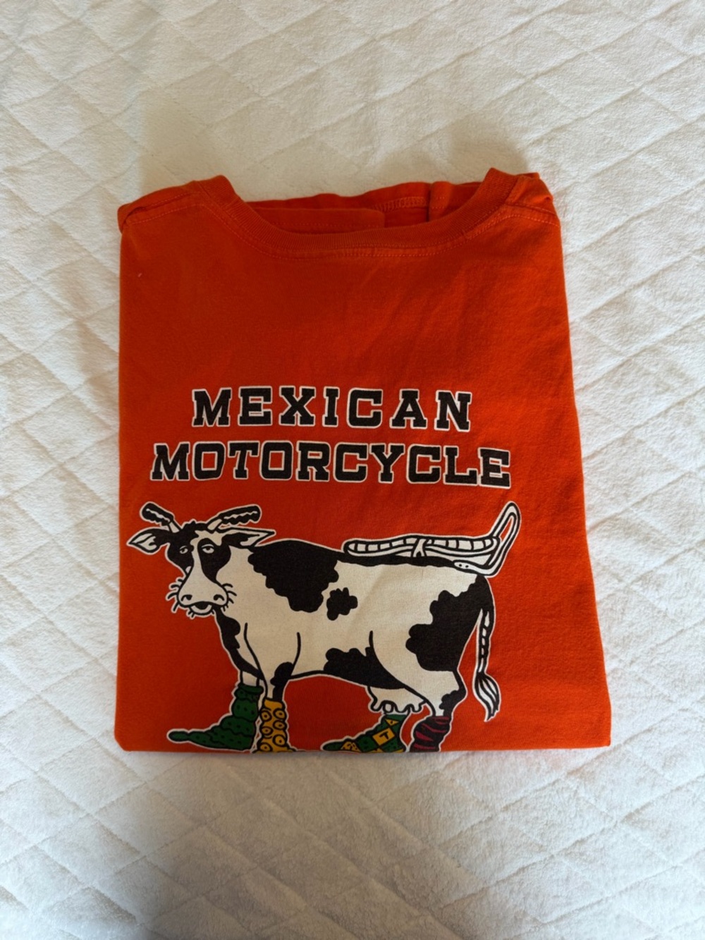 Vintage Tourist Mexican Motorcycle Graphic T-Shirt - Orange - Picture 1 of 4